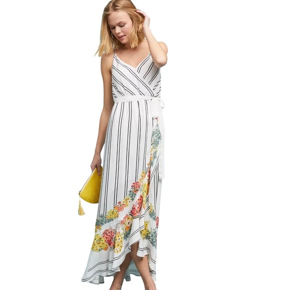 FARM Rio Dresses & Skirts - Anthropologie x FARM Rio Kasai Wrap Maxi Dress Large Petite Floral Boho NWT $198